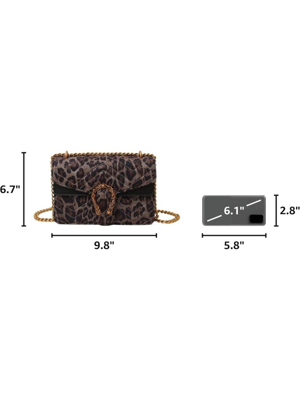 Women's Black Satchel Animal Print Shoulder Handbags Crossbody Casual Clutch - Picture 3 of 6